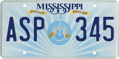 MS license plate ASP345