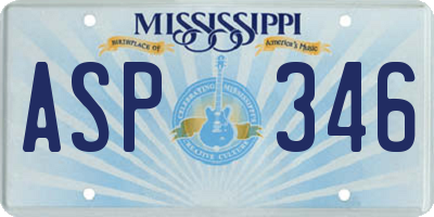 MS license plate ASP346