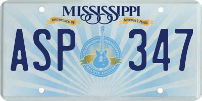 MS license plate ASP347