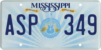 MS license plate ASP349