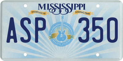 MS license plate ASP350