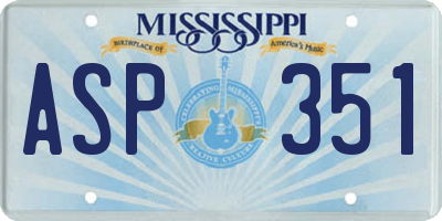 MS license plate ASP351