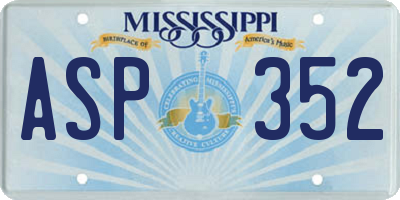 MS license plate ASP352