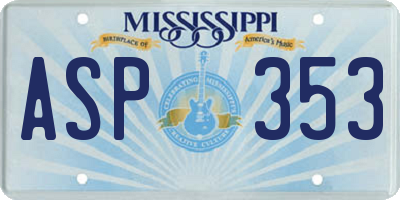 MS license plate ASP353