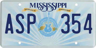 MS license plate ASP354