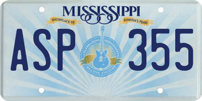 MS license plate ASP355