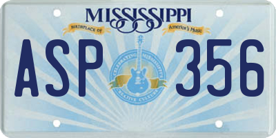 MS license plate ASP356