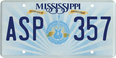 MS license plate ASP357