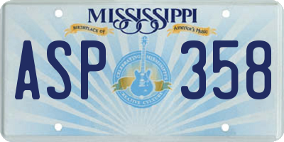 MS license plate ASP358
