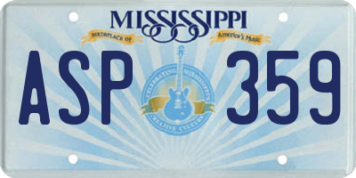 MS license plate ASP359