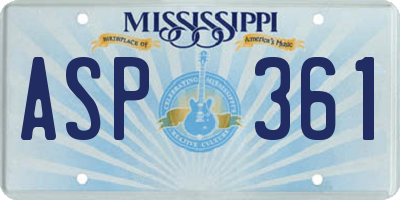 MS license plate ASP361