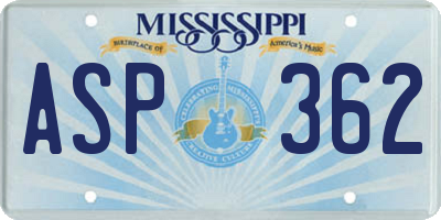 MS license plate ASP362