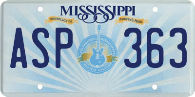 MS license plate ASP363