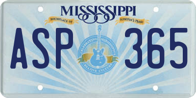 MS license plate ASP365