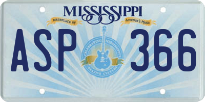 MS license plate ASP366