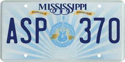 MS license plate ASP370