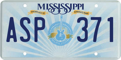 MS license plate ASP371