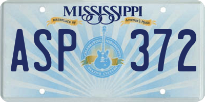 MS license plate ASP372