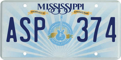 MS license plate ASP374
