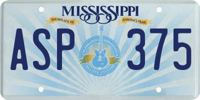 MS license plate ASP375