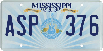 MS license plate ASP376
