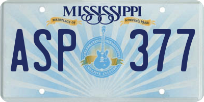 MS license plate ASP377