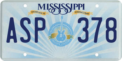 MS license plate ASP378