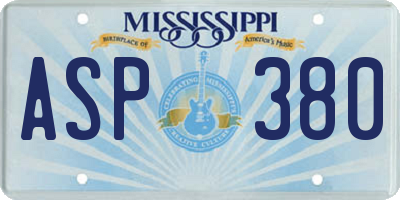 MS license plate ASP380
