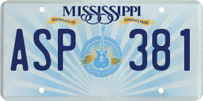 MS license plate ASP381