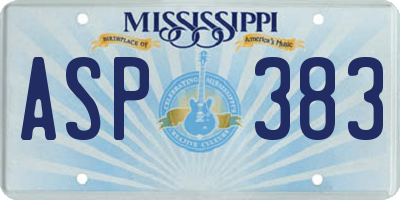 MS license plate ASP383