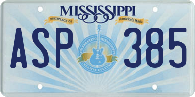 MS license plate ASP385