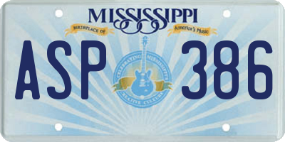 MS license plate ASP386