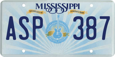 MS license plate ASP387