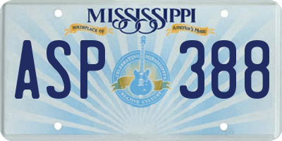 MS license plate ASP388