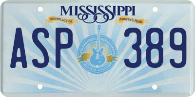 MS license plate ASP389