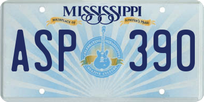 MS license plate ASP390
