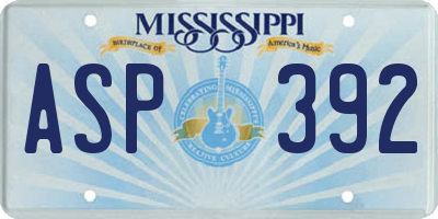 MS license plate ASP392
