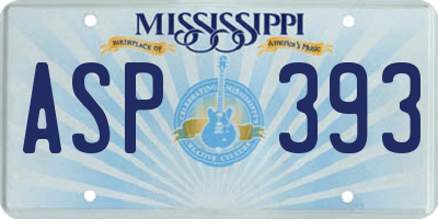 MS license plate ASP393