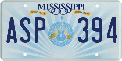 MS license plate ASP394