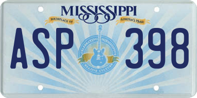 MS license plate ASP398