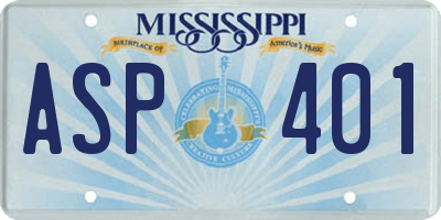 MS license plate ASP401