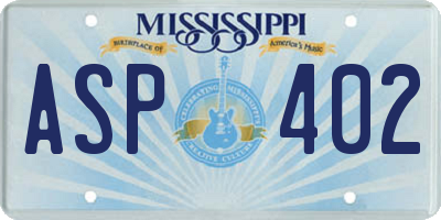 MS license plate ASP402
