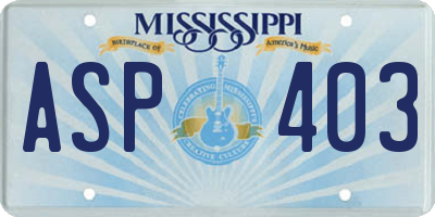 MS license plate ASP403