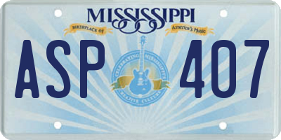 MS license plate ASP407