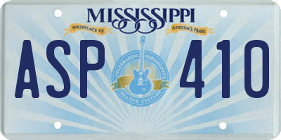 MS license plate ASP410