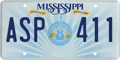 MS license plate ASP411