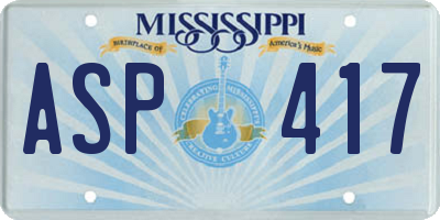 MS license plate ASP417