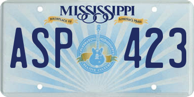 MS license plate ASP423