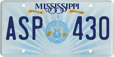 MS license plate ASP430