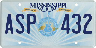 MS license plate ASP432